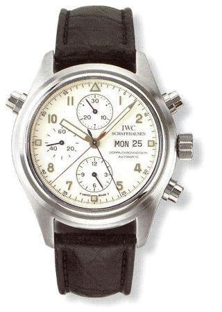 IWC - IW3711-21  Pilot's Watch Doppelchronograph Platinum / White / German / Strap