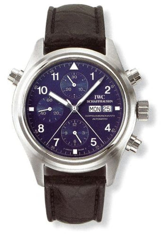 IWC - IW3711-25  Pilot's Watch Doppelchronograph Platinum / Blue / German / Strap