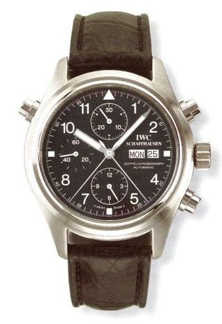 IWC - IW3713-01  Pilot's Watch Doppelchronograph Stainless Steel / Black / German / Strap