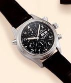 IWC - IW3713-04  Pilot's Watch Doppelchronograph Stainless Steel / Black / French / Strap