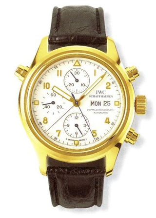 IWC - IW3713-09  Pilot's Watch Doppelchronograph Yellow Gold / White / German