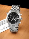 IWC - IW3713-20  Pilot's Watch Doppelchronograph Stainless Steel / Black / French / Bracelet