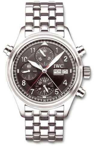 IWC - IW3713-36  Pilot's Watch Spitfire Double Chronograph Stainless Steel / Black / German / Bracelet