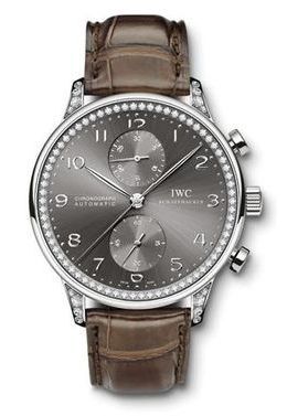 IWC - IW3714-41  Portuguese Chrono-Automatic White Gold / Ardoise / Diamond