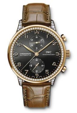 IWC - IW3714-42  Portuguese Chrono-Automatic Rose Gold / Black / Diamond