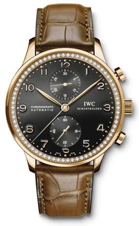 IWC - IW3714-44  Portuguese Chrono-Automatic Rose Gold / Black / Diamond