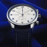 IWC - IW3714-92  Portuguese Chrono-Automatic Stainless Steel / Bucherer Blue