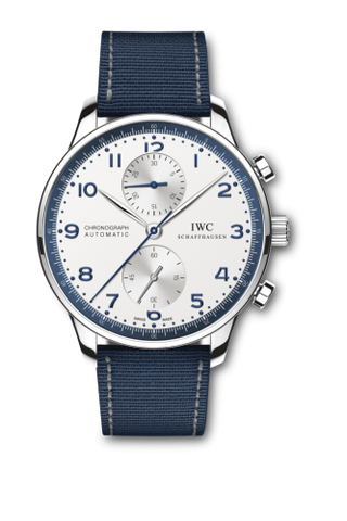 IWC - IW3714-92  Portuguese Chrono-Automatic Stainless Steel / Bucherer Blue