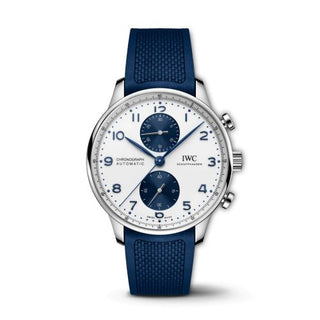 IWC - IW3716-20  Portugieser Chronograph Stainless Steel / Silver - Blue / Rubber