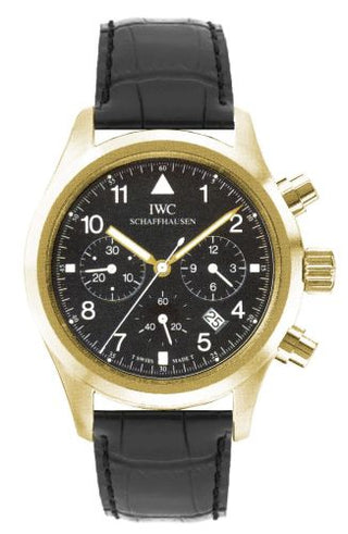 IWC - IW3741-04  Pilot's Watch Chronograph Mecaquartz Yellow Gold / Black / Strap