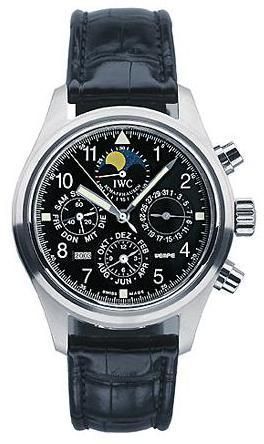 IWC - IW3757-01  Pilot's Watch Chronograph Perpetual Calendar Stainless Steel / Black / Wempe