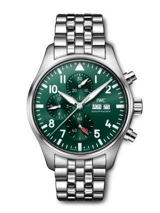 IWC - IW3780-06  Pilot's Watch Chronograph Stainless Steel / Green / Bracelet