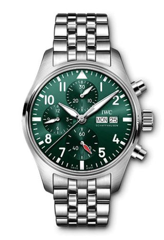 IWC - IW3881-04  Pilot's Watch Chronograph 41 Stainless Steel / Green / Bracelet