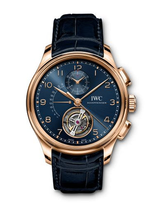 IWC - IW3940-05  Portugieser Tourbillon Rétrograde Chronograph Armor Gold / Blue / Boutique Edition