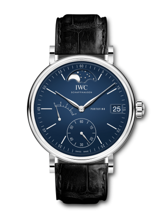 IWC - IW5164-05  Portofino Hand-Wound Eight Days Moonphase "150 Years" Stainless Steel / Blue