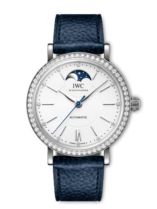 IWC - IW6596-01  Portofino Automatic Moon Phase 37 Stainless Steel - Diamond / Silver