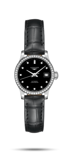 Longines - L2.320.0.57.2  Record 26mm Stainless Steel / Diamond / Black-Diamond / Alligator