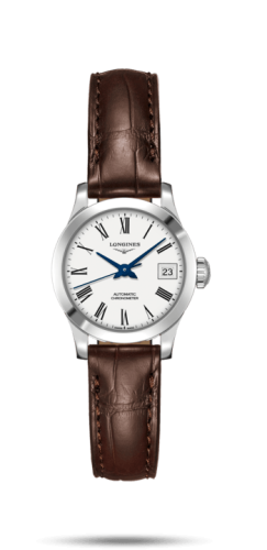 Longines - L2.320.4.11.2  Record 26mm Stainless Steel / White-Roman / Alligator