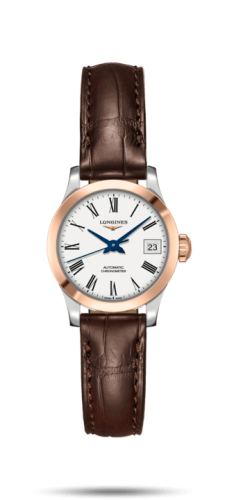 Longines - L2.320.5.11.2  Record 26mm Stainless Steel / Pink Gold / White-Roman / Alligator