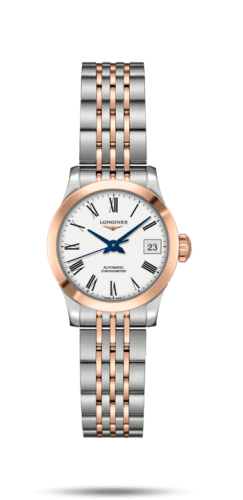 Longines - L2.320.5.11.7  Record 26mm Stainless Steel / Pink Gold / White-Roman / Bracelet