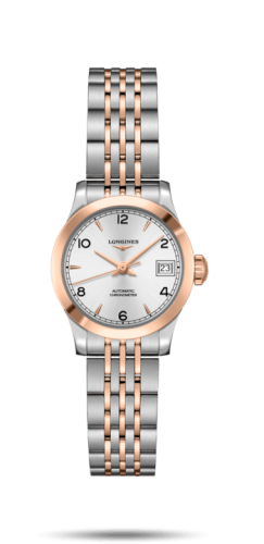 Longines - L2.320.5.76.7  Record 26mm Stainless Steel / Pink Gold / Silver-Arabic / Bracelet