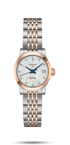 Longines - L2.320.5.87.7  Record 26mm Stainless Steel / Pink Gold / MOP-Diamond / Bracelet