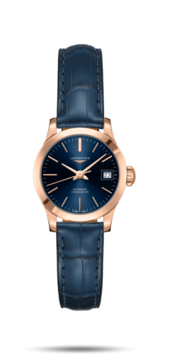 Longines - L2.320.8.92.2  Record 26mm Stainless Pink Gold / Blue / Alligator