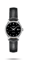 Longines Record 30mm Stainless Steel / Diamond / Black-Diamond / Alligator (L2.321.0.57.6)