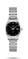 Longines Record 30mm Stainless Steel / Black-Diamond / Alligator (L2.321.4.57.6)