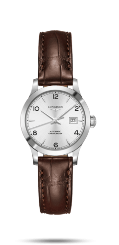 Longines - L2.321.4.76.2  Record 30mm Stainless Steel / Silver-Arabic / Alligator