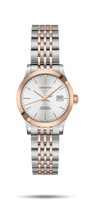 Longines Record 30mm Stainless Steel / Pink Gold / White-Roman / Alligator (L2.321.5.72.7)