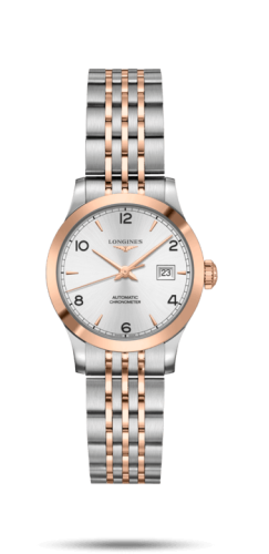 Longines - L2.321.5.76.7  Record 30mm Stainless Steel / Pink Gold / Silver-Arabic / Bracelet