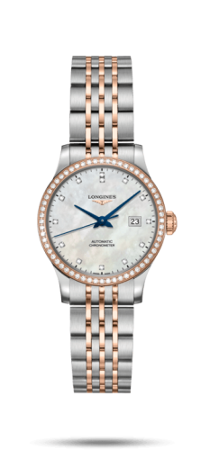 Longines - L2.321.5.89.7  Record 30mm Stainless Steel / Pink Gold / Diamond / MOP-Diamond / Bracelet