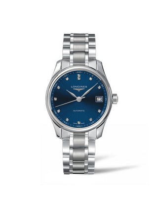 Longines - L2.357.4.97.6  Master Collection Date 34 Stainless Steel / Blue - Diamond / Bracelet