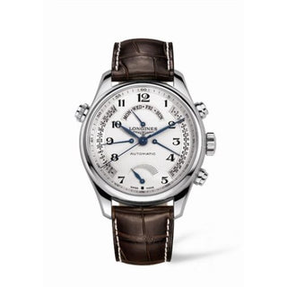 Longines - L2.716.4.78.3  Master Collection 44 Retrograde Power Reserve Stainless Steel / Silver-Arabic / Alligator