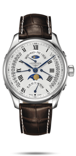 Longines - L2.739.4.71.5  Master Collection 44 Retrograde Moonphase Stainless Steel / Silver-Roman / Alligator XL