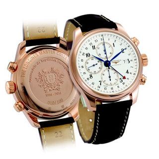 Longines - L2.740.8.73.3  Master Collection 44 Chronograph Pink Gold / Silver-Arabic / Alligator / 100th anniversary of the Republic of Portugal