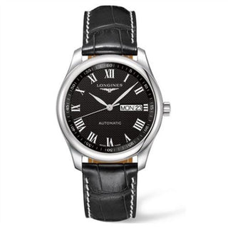 Longines - L2.755.4.51.8  Master Collection 38.5 Day Date Stainless Steel / Black-Roman / Alligator