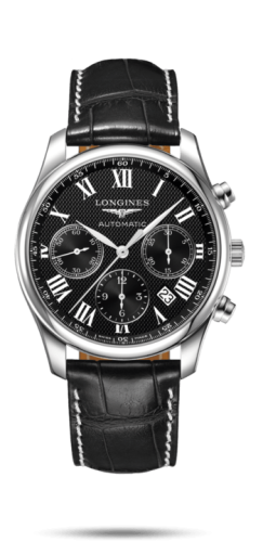 Longines - L2.759.4.51.8  Master Collection 42 Chronograph Stainless Steel / Black-Roman / Alligator XL