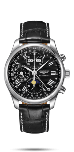 Longines - L2.773.4.51.8  Master Collection 42 Chronograph Calendar Stainless Steel / Black-Roman / Alligator XL