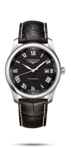 Longines - L2.793.4.51.8  Master Collection 40 Date Stainless Steel / Black-Roman / Alligator XL