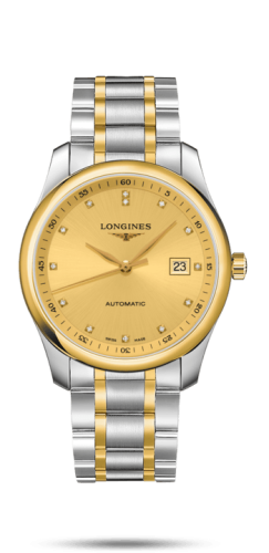 Longines - L2.793.5.37.7  Master Collection 40 Date Stainless Steel / Yellow Gold / Champagne-Diamond / Alligator