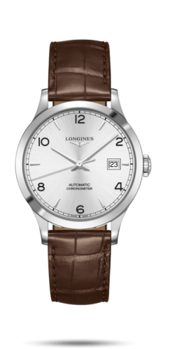 Longines - L2.820.4.76.2  Record 38.5mm Stainless Steel / Silver-Arabic / Alligator