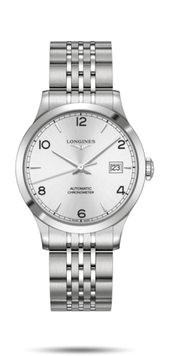 Longines - L2.820.4.76.6  Record 38.5mm Stainless Steel / Silver-Arabic / Bracelet