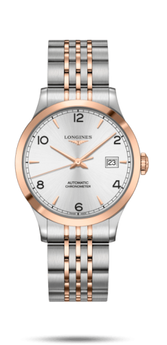 Longines - L2.820.5.76.7  Record 38.5mm Stainless Steel / Pink Gold / Silver-Arabic / Bracelet