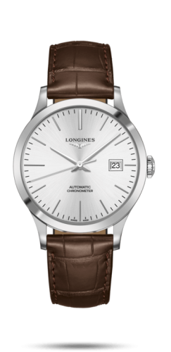 Longines - L2.821.4.72.2  Record 40mm Stainless Steel / Silver / Alligator