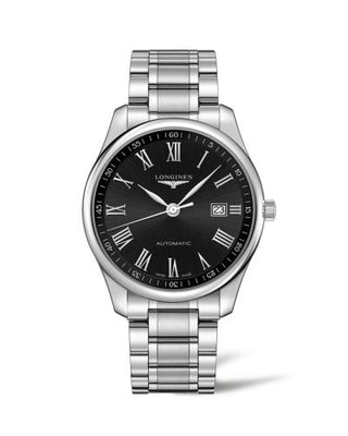 Longines - L2.893.4.59.6  Master Collection 42 Date Stainless Steel / Black - Roman / Bracelet