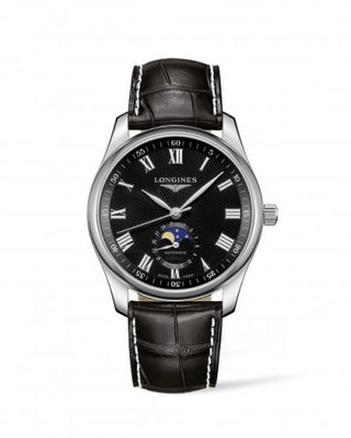 Longines - L2.909.4.51.7  Master Collection 40 Moonphase Stainless Steel / Black-Roman / Alligator