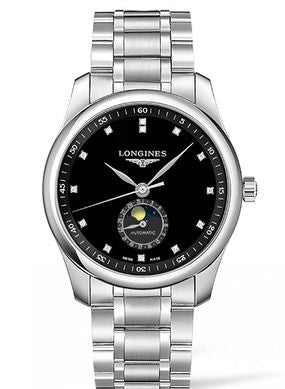 Longines - L2.909.4.57.6  Master Collection 40 Moonphase Stainless Steel / Black-Diamond / Bracelet