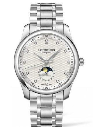 Longines - L2.909.4.77.6  Master Collection 40 Moonphase Stainless Steel / Silver-Diamond / Bracelet